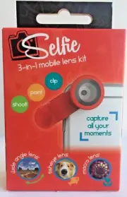 Selfie~Red~3-in-1 Mobile Lens Kit~Most Smart Phones & Tablets~New Sealed Box