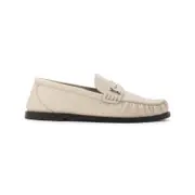 [Saint Laurent] Saint Laurent-White Leather Loafers-Donna 38 IT