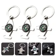 3 Pcs Compass for Kids Watches Airplane Sturdy Key Chain Lightweight Keychain