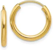 [Diamond2Deal] Men's 14k Yellow Gold Polished Round Endless 2mm Hoop Earrings