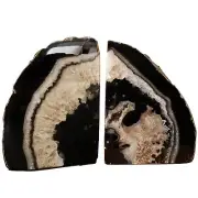 AMOYSTONE Geode Bookends Heavy Duty AgateStone Bookend Decorative Large Cryst...