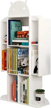 Robot-inspired White Bookcase Fun and Functional Book Storage for Kids