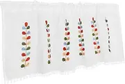 TOPPERFUN Boho Short Kitchen Curtain Sheer Valance with Crochet Lace Knitted Tassels Modern Farmhouse Window Treatment for Country Kitchen Cafe