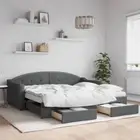 NNEVL Daybed with Trundle and Drawers Dark Grey 90x190 cm Fabric