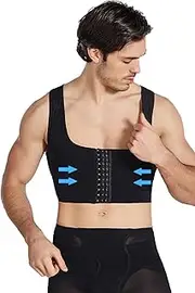 [WUJNANG] Posture Corrector Body Shaper Back Support Vest Seamless Shaper for Men Slimming Upper Garment Crop Top,Black-Large