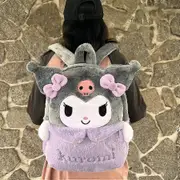 New Sanrio Cartoon Lovely Plush Backpack Cinnamoroll Kuromi Girl Heart Large Capacity My Melody Shoulders Bag Kid Christmas Gift K Kuromi B
