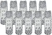 [Jaksairos] Fuzzy Slipper Socks 5/10 Packs Women's Coral Fleece Thickened Thermal Socks Winter Cartoon Animal Cozy Sleep Socks