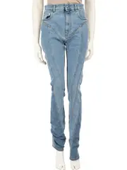 Blue Denim Spiral High Waisted Skinny Jeans