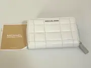 Authentic Michael Kors Jet Set SMALL Zip Around Card Case WALLET OPTIC - NEW