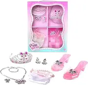 Princess Shoes Set Toddler, Princess Jewelry Boutique Dress up and Shoe Crowns, Princess Shoes, Jewelry and Crowns, Princess Accessory Toys