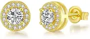 [RCFLIUO] Round full diamond hip-hop earrings with zircon micro inlaid men's earrings