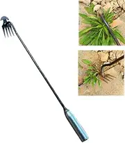 2023 New Weeding Artifact Uprooting Weeding Tool, Premium Manganese Steel Forged Weed Puller 4 Teeth Dual Purpose Weeder, Hand Weeder Tool for Gardening with Long Handle (11.4 Inch Iron Handle)