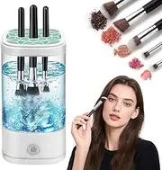 Efficient Electric Makeup Brush Cleaner Machine– 8000 RPM Automatic Cleaner with Multi-Size Silicone Holder, Deep Cleans Makeup Brushes and Sponges