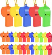 WSYUB Plastic Whistles, 24Pcs Sports Whistle Bulk with Lanyard, Loud Crisp Sound