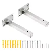 Floating Shelf Bracket,2 Pack 6 Inch Hidden Wall Mounted Shelf Supports(Silver)