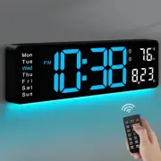 MASHI Digital Wall Clock, 17.3" Large Display Digital Clock with Remote Contr...