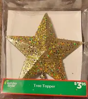 Holiday Style Tree Topper Gold Glitter Star 8" Tall