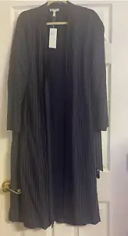 NWT $358 Eileen Fisher Double Stripe Tencel Kimono Long Jacket Duster Medium
