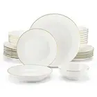 MALACASA 16-Piece Bone China Dinnerware Set Round Bowl and Plate Set Ivory White