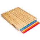Bamboo Cutting Board Set - Easy-to-Clean Wood Cutting Board Set with 6 Color-...
