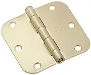 5 Pack Door Hinge, Interior, Round-Edge, Satin Brass, 3.5-In. N830-334
