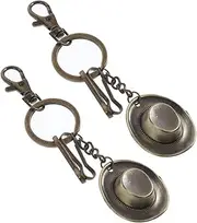 [VALICLUD] 2pcs Cowboy Hat Keychain Mini Hat Charm Key Ring Retro Keychain for Backpack Bachelorette Wedding Party Favor Unique Western Accessory Chic Design