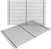 SHINESTAR 7528 Cooking Grates for Weber Genesis 300 310 320 330 e310 Grill Grates, 19.5 x 12.9 inch Stainless Steel Grates 83030 (2 PCS, SS-KW528BN)