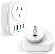 ZVCXOE Japan Travel Adaptor AU to Japan Travel Adapter Type A Travel Power Plug for Japan, USA, China, Canada, Thailand, Philippines, Vietnam, Mexico, Jamaica, Peru and More White