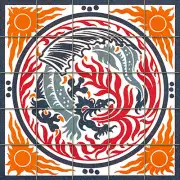 20 x 20 Art Dragon Nouveau Mural Tumbled Marble Backsplash Bath Decor Tile #511