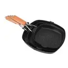 20/24/28cm Foldable Non-Stick Griddle Grill Pan Wooden Handle Kitchen Cookware