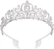 [Didder] Silver Crystal Tiara Crown Headband Princess Elegant Crown with combs for Women Girls Bridal Wedding Prom Birthday Party