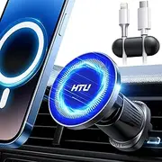 [True Military-Grade] 2025 Upgraded for MagSafe Car Mount Vent [20 Strongest Magnets & Best Hook] HTU Magnetic Phone Holder for iPhone 16 15 14 13 Android【Patent & Safety Certs】, Non-Charging, Blue