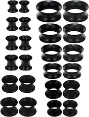 [Kridzisw] Silicone Ear Gauges Set 10G 8G 6G 4G 2G 0G 00G 12mm 14mm 16mm 18mm 20mm Ultra Thin Flexible Gauges Plugs Tunnels Earrings Flesh Expander Stretching Kit Gauge Earlets for Women Men