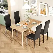 Ufurniture Dining Chairs, Set of 4 Premium High-Back PVC Kitchen Chairs Anti-Slip with Metal Legs 46cm Seat Height