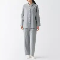 在飛比找博客來優惠-【MUJI 無印良品】女有機棉無側縫二重紗織家居睡衣 L 灰