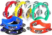 Kisangel 7 Pcs Tambourines for Safe Percussion Instruments with Jingle Bells for Parties Games and