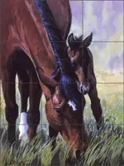 Horse Tile Mural Marsha McDonald Equine Art Ceramic Backsplash MMA009