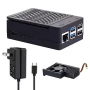 Case for Raspberry Pi 5 with 27W Power Supply Pi 5 Case with Heatsink Fan and...