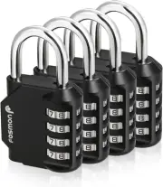 Combination Lock (4 Pack) 4 Digit Combination Padlock with Alloy Body for School