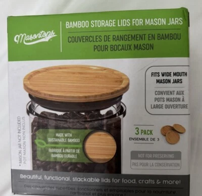 Mason tops Wide Mouth Bamboo Storage Lids For Mason Jars Pack Of 3