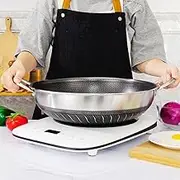 316 Stainless Steel 40cm Non-Stick Stir Fry Cooking Kitchen Wok Pan Honeycomb Double Sided 40cm Without lid