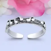 3mm Music Note Band 925 Sterling Silver Toe Ring Thin Adjustable Toe Ring