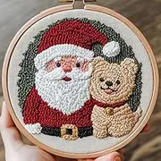 Punch Needle kit for Beginners Embroidery Set – Santa Claus Posing with Dog, Needle Punch Kits for Adults, Punch Stitching kit for Adults Gift idea