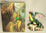 Vintage 2000 Y2K Myths And Legends Green Dragon With Ball Hand Painted By W.U.