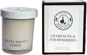 Little Brown Goose Champagne & Strawberry Natural Soy Wax Candle (Mini) 100g of Hand-Poured Wax, Our Fragrant Candles Have a Burn time of 25hrs, 100% Natural Cotton Wicks & Exceptional Scent Throw