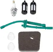 [SagaSave] 7 Pcs Lawn Mower Fuel Line Kit, Fuel Pipe Service Kit with Primer Bulb, Spark Plug and Air Filter for Stihl FS38 FS45 FS46 FS55 KM55 KM55C