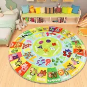 ABC Kids Rug Fluffy Round 5.3'/63" Alphabet Playmat Tummy Time Animal Number ...