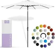 Midtown Umbrellas The Swilt 8 Feet Outdoor Umbrella With Terylast Polyester Fabric - 8 Ribs Aluminum Frame Patio Umbrella With Zinc Alloy Crank Lift, Auto-Tilt And Swivel System