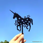 Acrylic Black Glitter Silhouette Unicorn Cake Topper