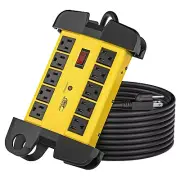 CRST 10 Outlets Heavy Duty Power Strip 1875w Surge Protector ，15FT Power cord